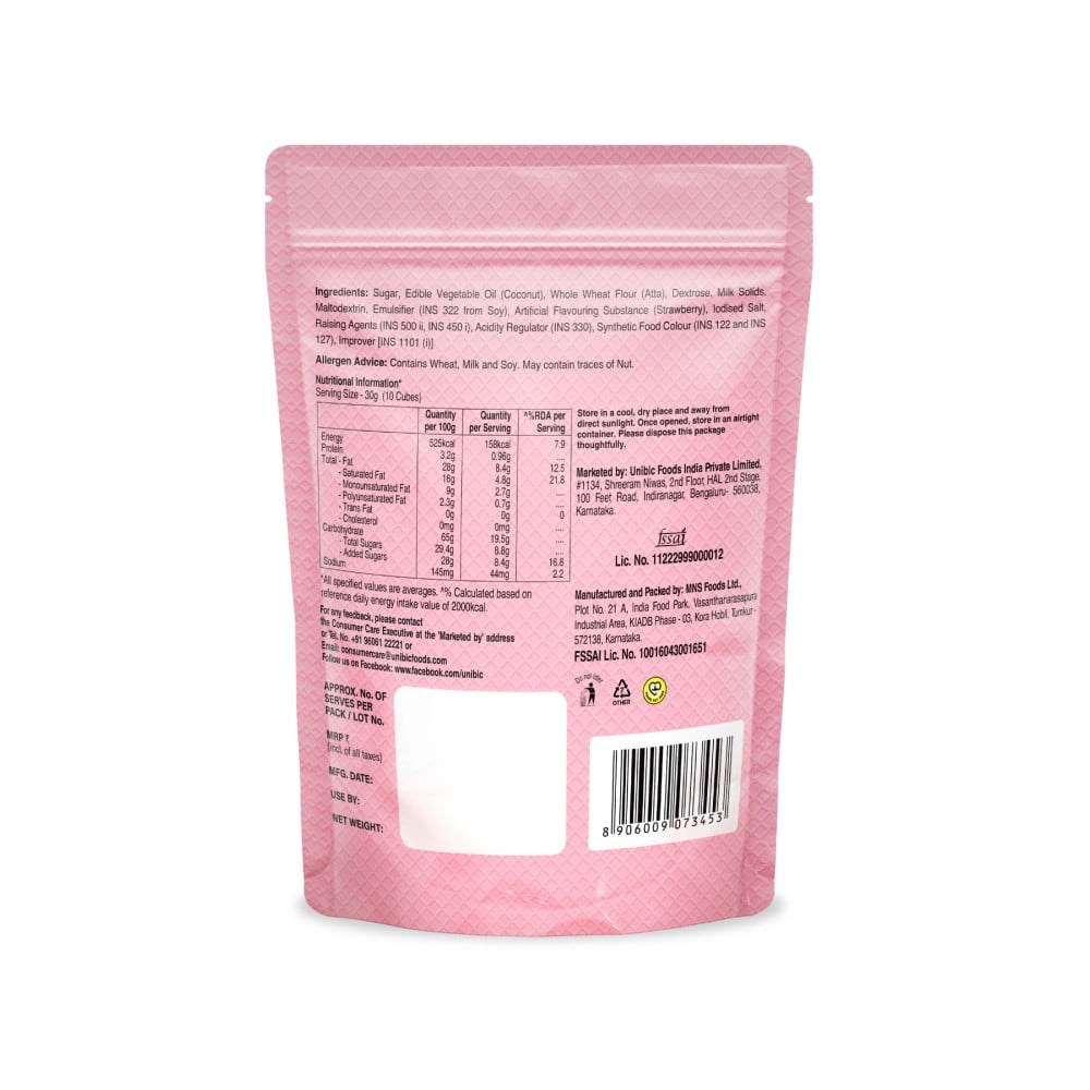Unibic Qubz English Strawberry Wafer Cube : 150 g