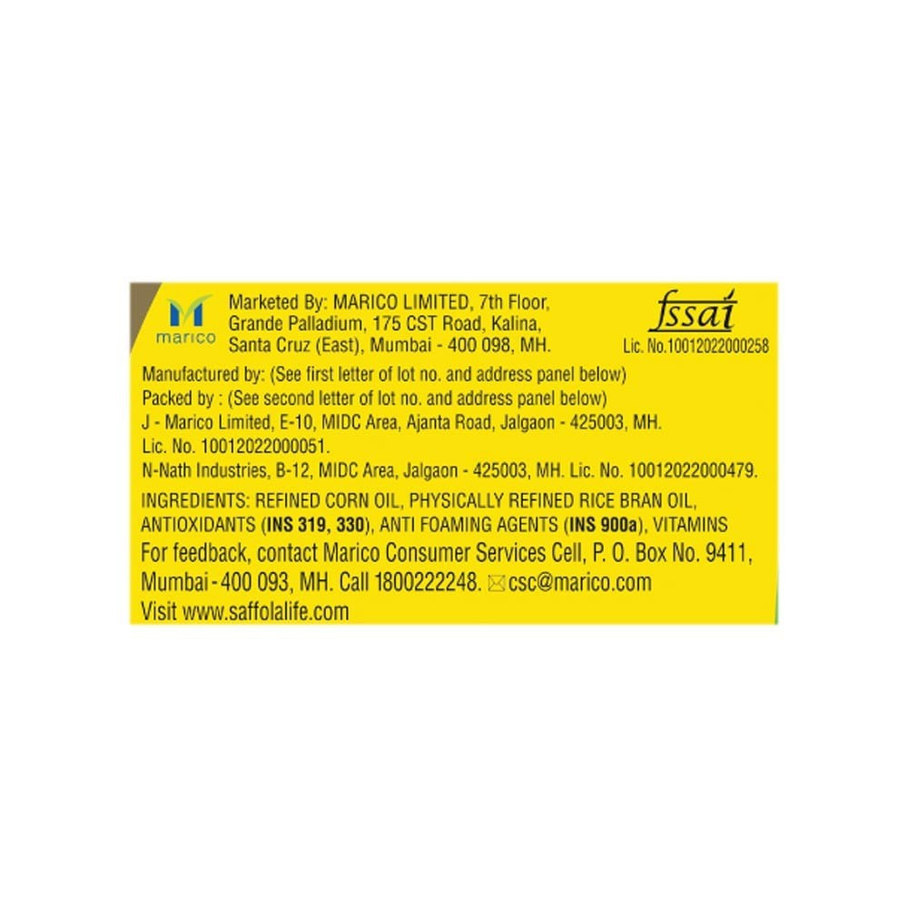 Saffola Gold Power of 3 Refined Blended Cooking Oil : 2 ltr