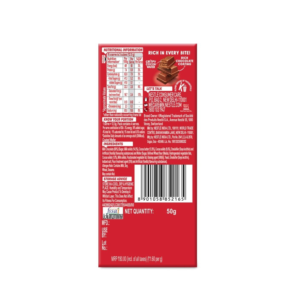 Nestle KitKat Rich Coated Wafer Chocolate : 50 g