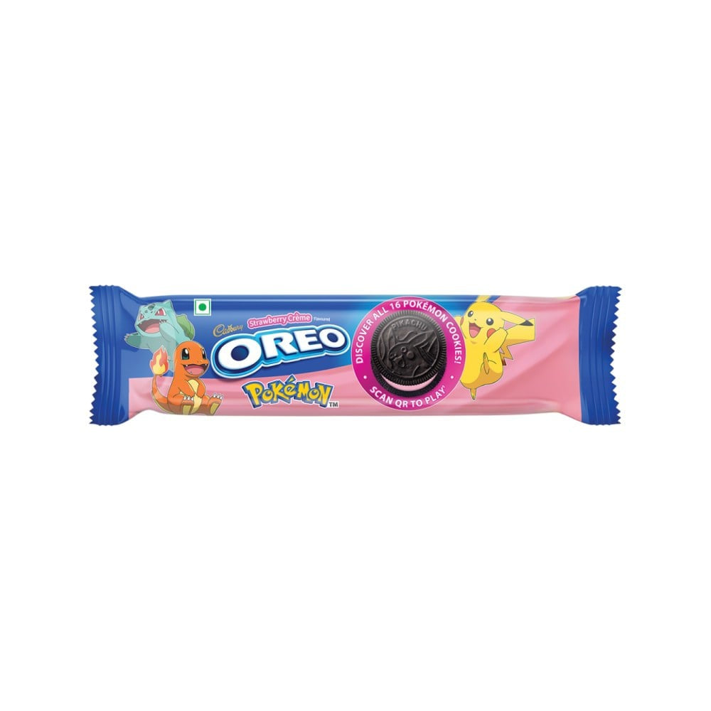 Cadbury Oreo Pokemon Strawberry Flavour Sandwich Cream Biscuits : 113.75 g