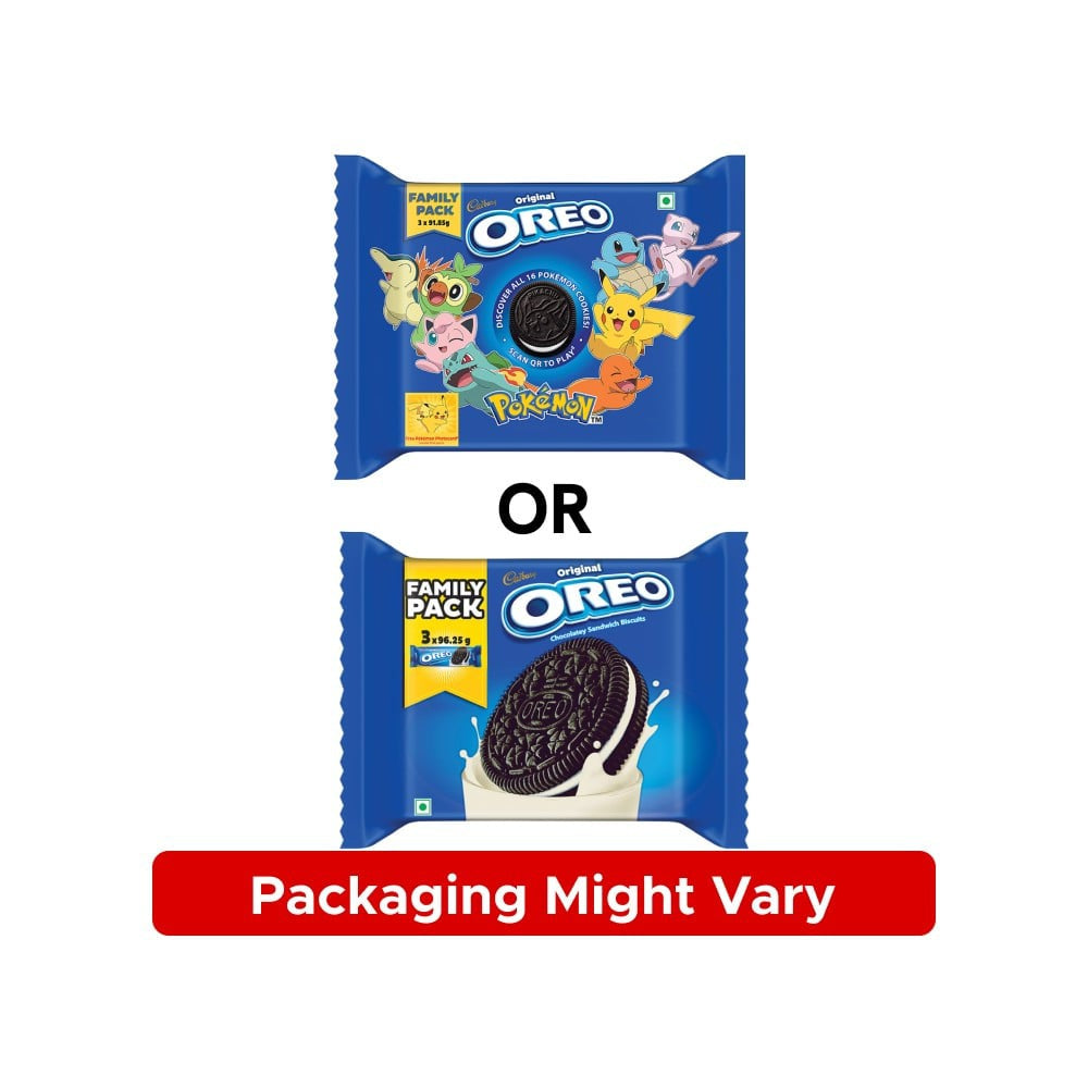 Cadbury Oreo Pokemon Vanilla Sandwich Cream Biscuits Family Pack : 288.75 g