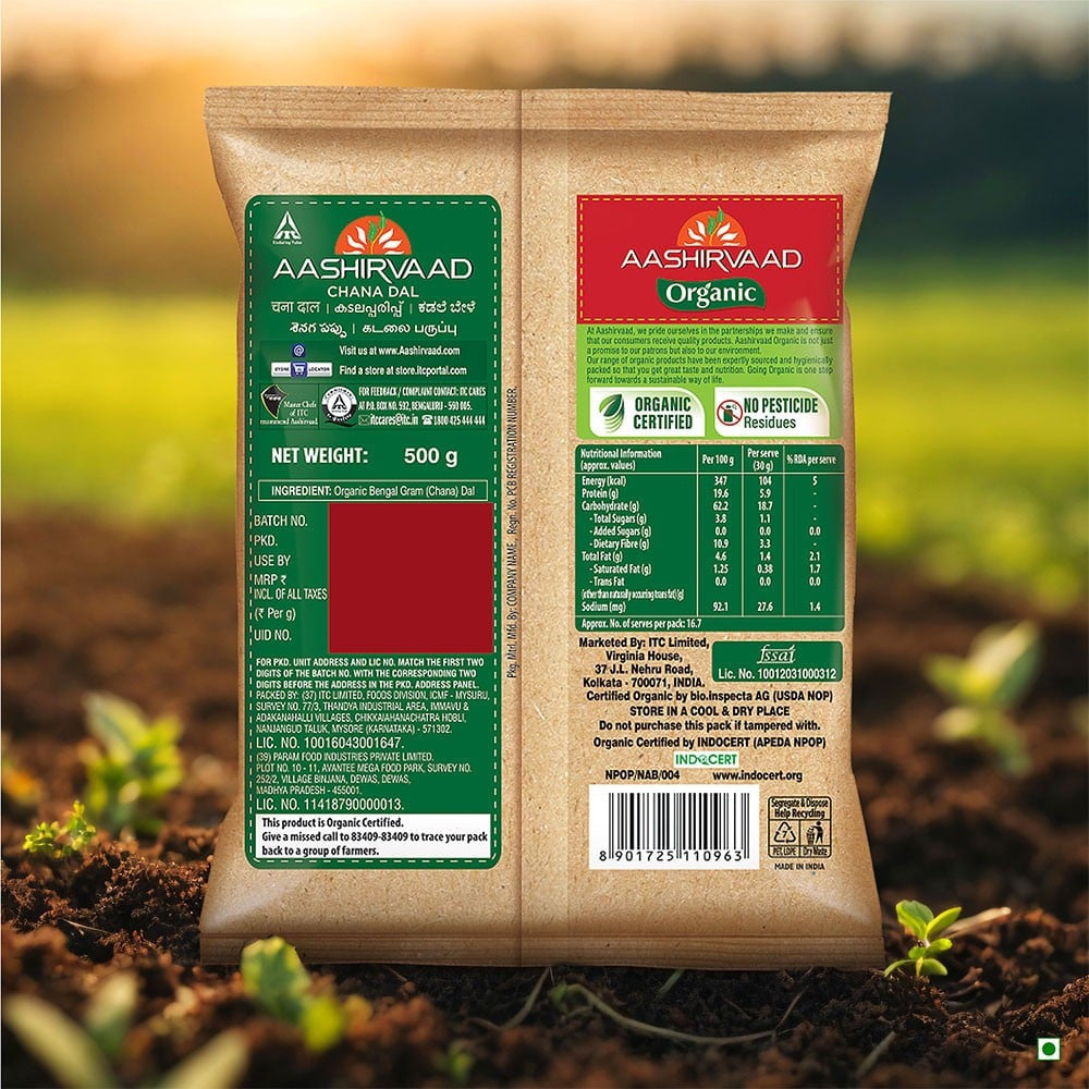 Aashirvaad 100% Organic Chana Dal : 500 g