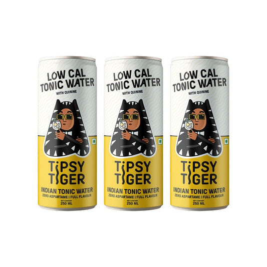Tipsy Tiger Indian Tonic Water (Low Sugar & Calorie) - Pack of 3 : 3 x 250 ml