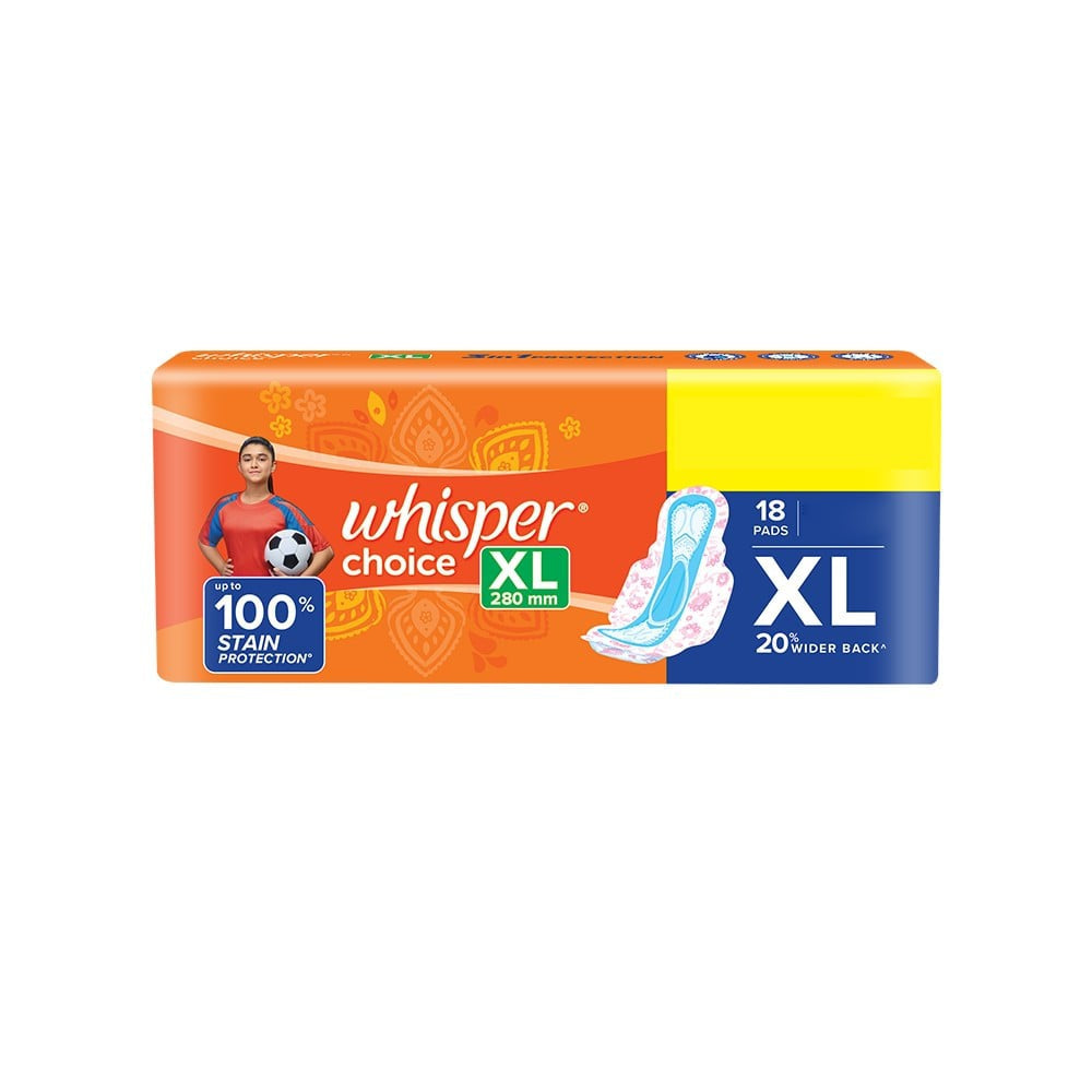 Whisper Choice Stain Protection Wings Sanitary Pads : 18 pieces