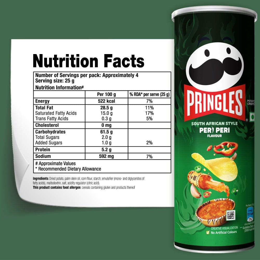 Pringles South African Peri Peri Chips - Pack of 2 : 2 x 102 g