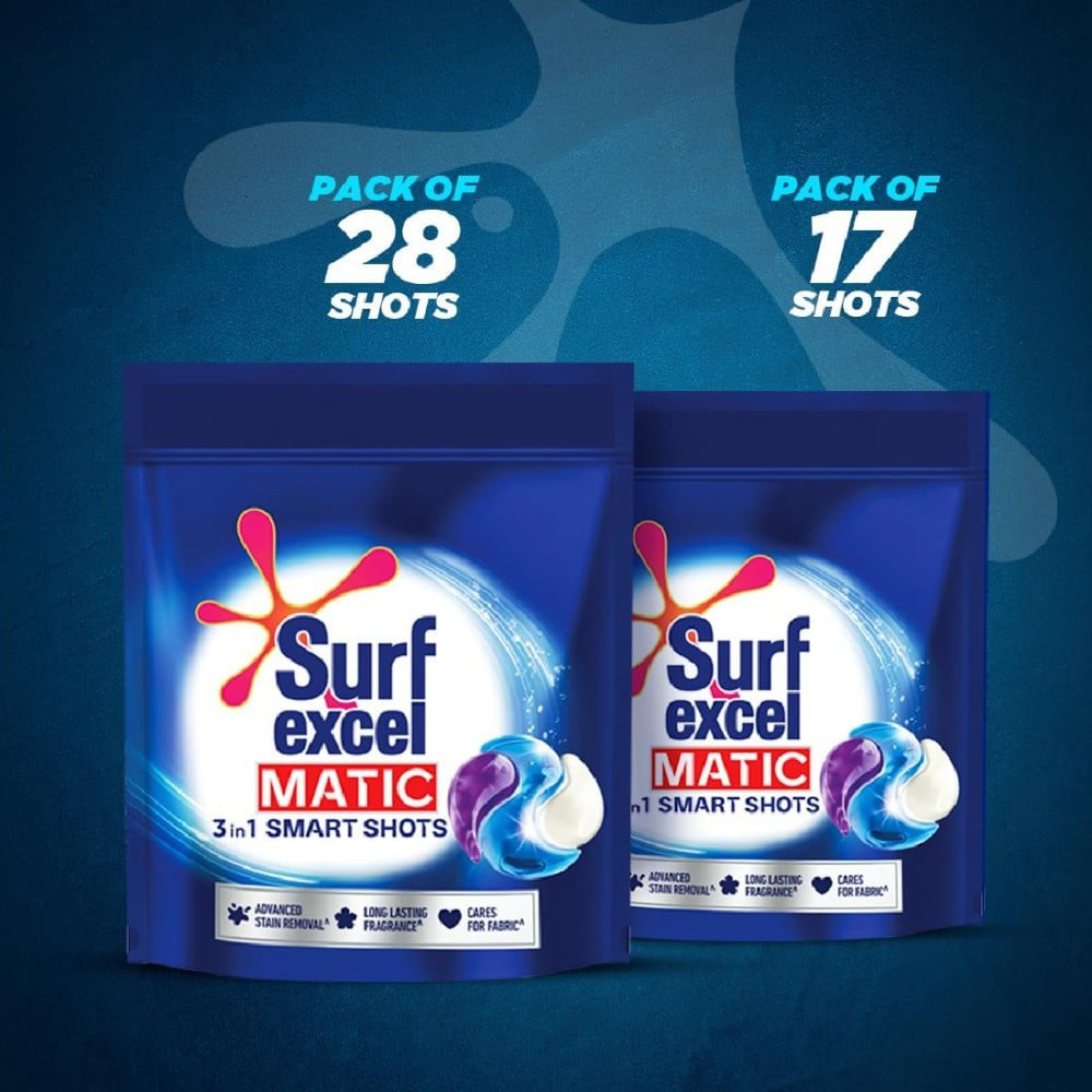 Surf Excel 3 In 1 Smart Shots Detergent Pods : 1 pack ( 26 g x 17 pieces)
