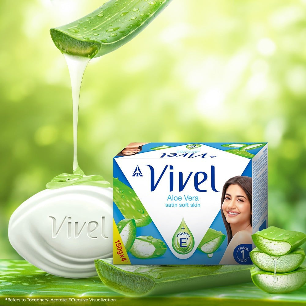 Vivel Aloe Vera Bathing Soap - Pack of 4 : 4 x 150 g