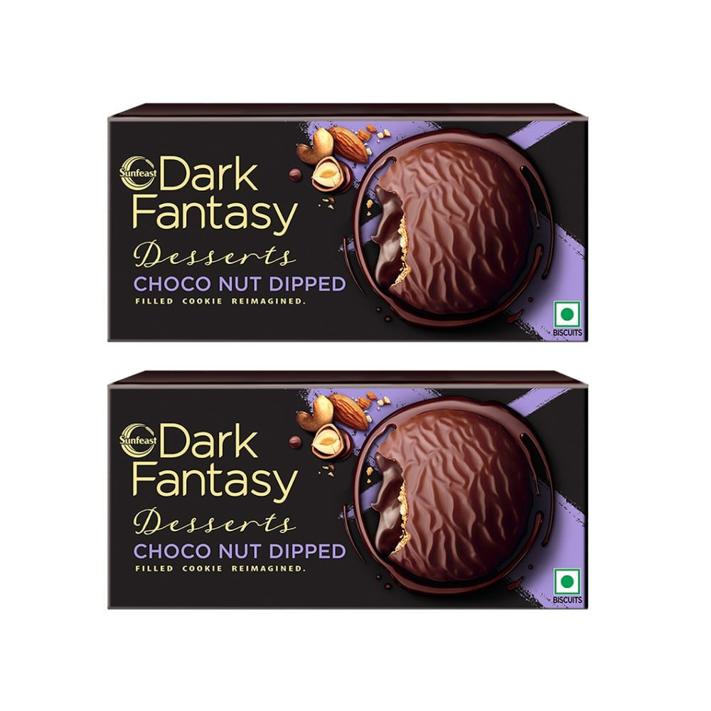 Sunfeast Dark Fantasy Desserts Choconut Dipped Cookies - Pack of 2 : 2 x 100 g