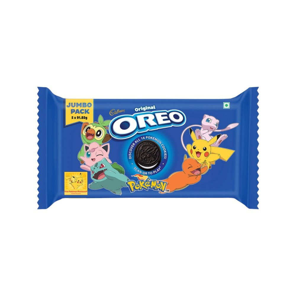 Cadbury Oreo Pokemon Original Vanilla Sandwich Cream Biscuits Jumbo Pack : 481.25 g
