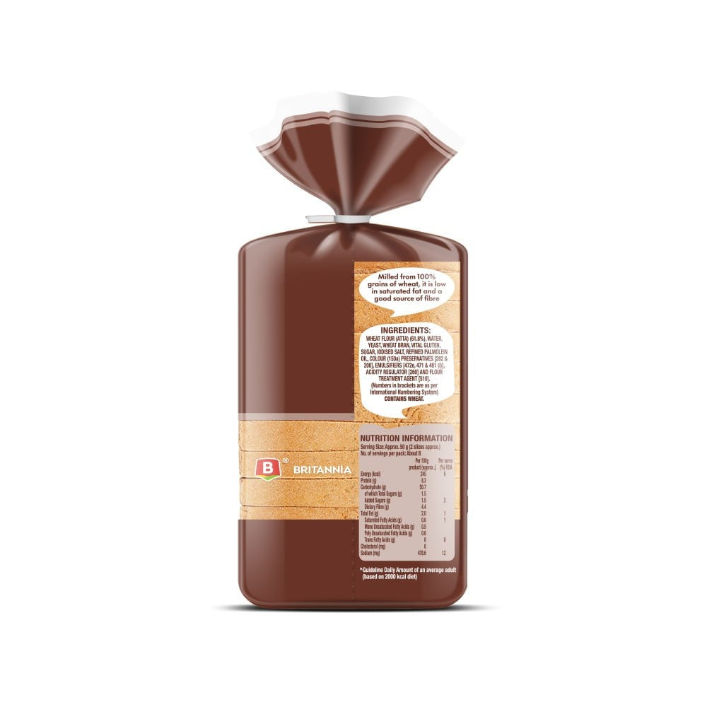 Britannia 100% Whole Wheat Bread (No Maida) : 400 g