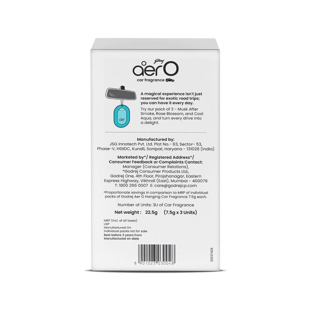 Godrej Aer O - Hanging Car Freshener (Assorted Fragrance) : 22.5 g (7.5 g x 3 )