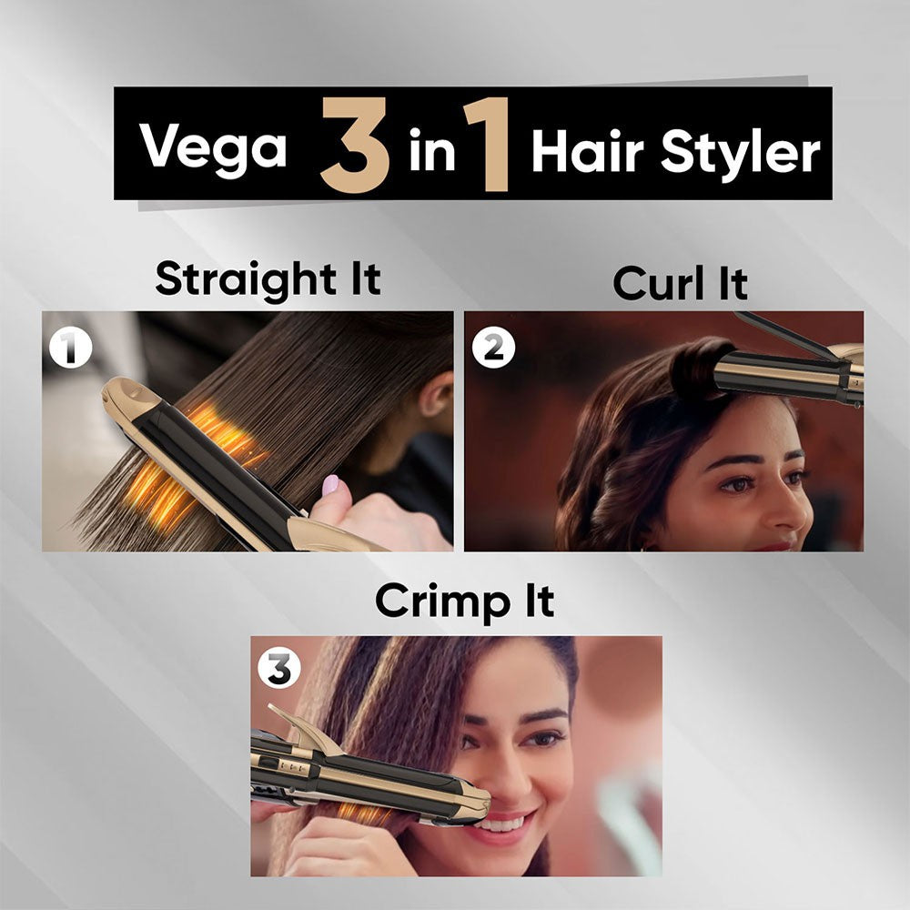 Vega 3-In-1 Hair Styler, VHSCC-01 (Black, 55W) : 1 unit