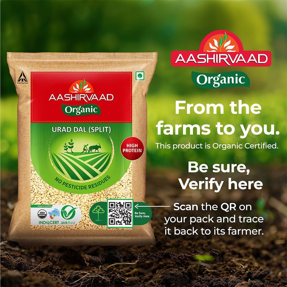 Aashirvaad 100% Organic Urad Dal (Dhuli) Split : 1 kg