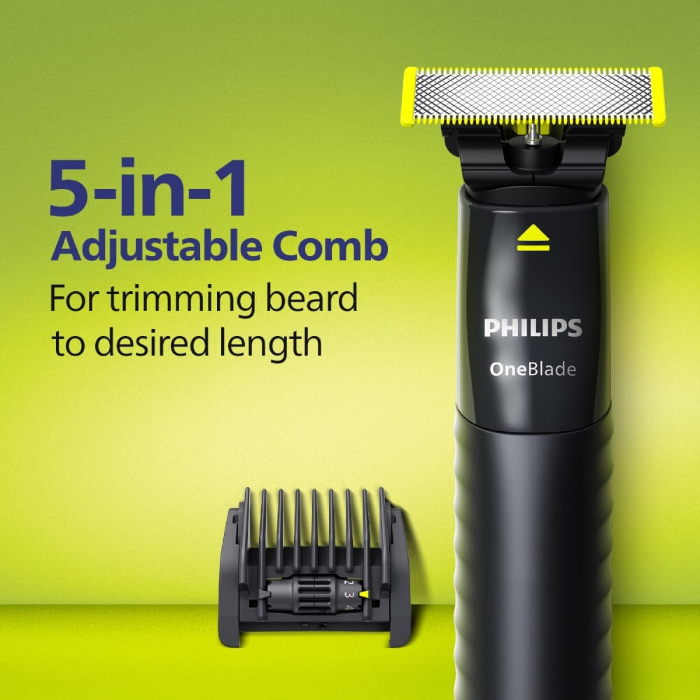 Philips 5 in 1 OneBlade Hybrid Razor & Beard Trimmer (Black) : 1 unit