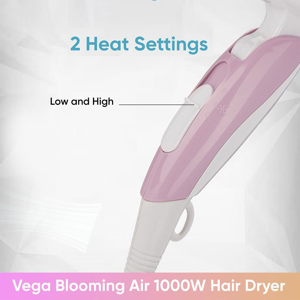 Vega Blooming Air Foldable Hair Dryer, VHDH-05 (Pink & White, 1000W) : 1 unit