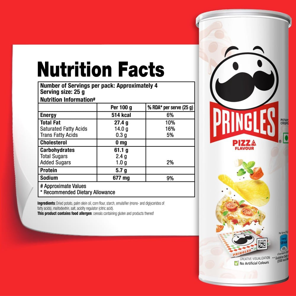 Pringles Pizza Flavoured Potato Chips : 102 g