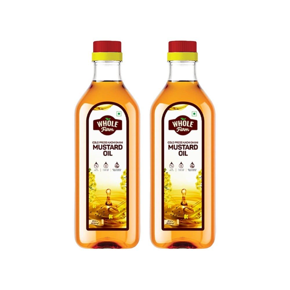 Whole Farm Premium Cold Pressed Mustard Oil - Pack of 2 : 2 x 1 ltr