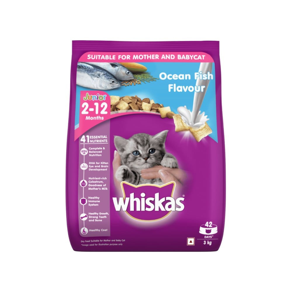 Whiskas Dry Kitten Food -Ocean Fish Flavour (2-12 months) : 3 kg