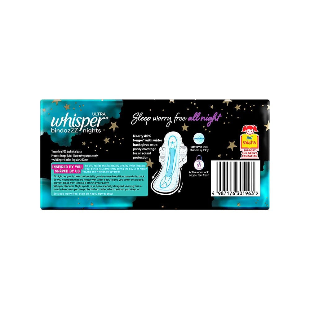 Whisper Ultra Bindaz Nights Sanitary Pads : 30 pieces