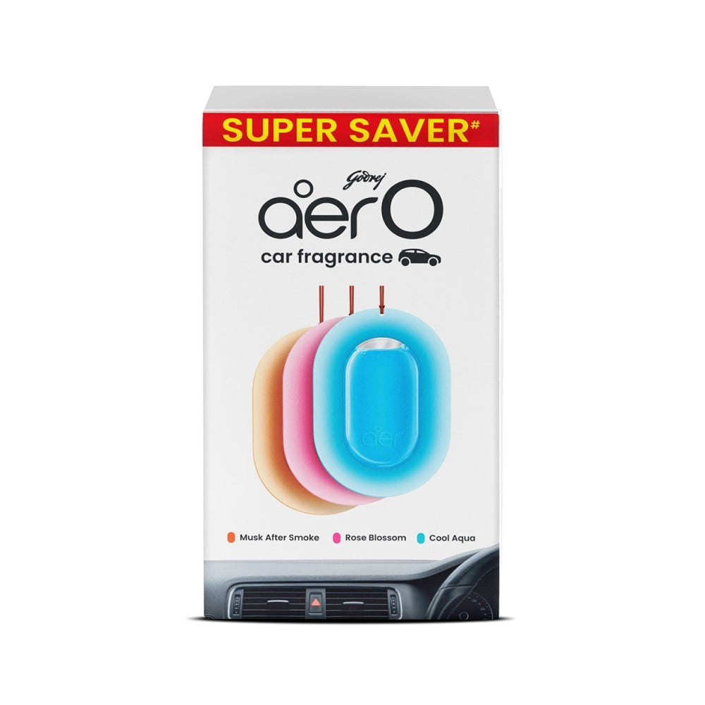 Godrej Aer O - Hanging Car Freshener (Assorted Fragrance) : 22.5 g (7.5 g x 3 )