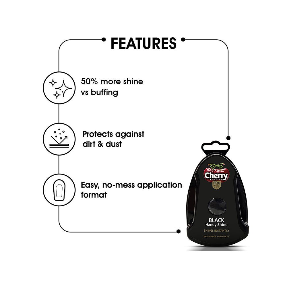 Cherry Blossom Black Handy Shoe Shiner + Black Liquid Shoe Polish Combo : 75 ml + 1 unit