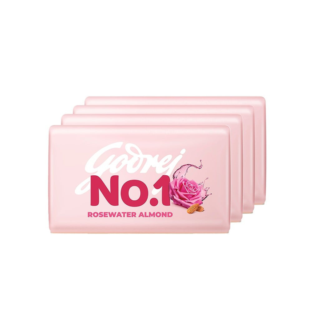 Godrej No.1 Rosewater & Almonds Soap 4x100 g