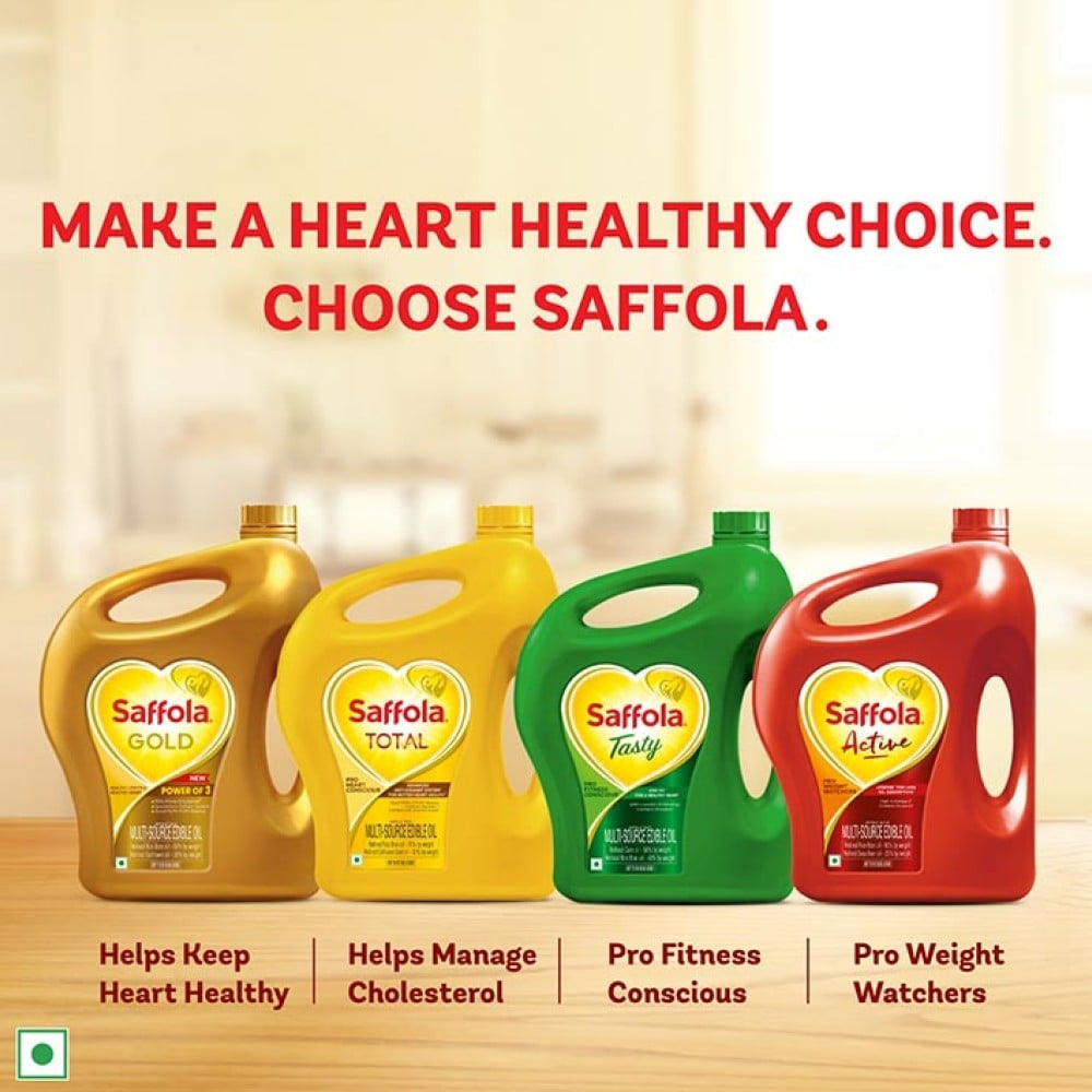 Saffola Gold Power of 3 Refined Blended Cooking Oil : 2 ltr