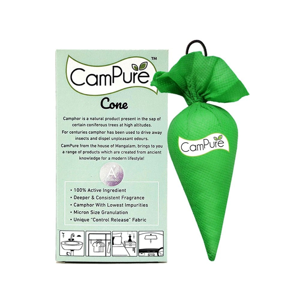 CamPure 100% Organic Camphor Car Freshener Cone - Jasmine : 60 g
