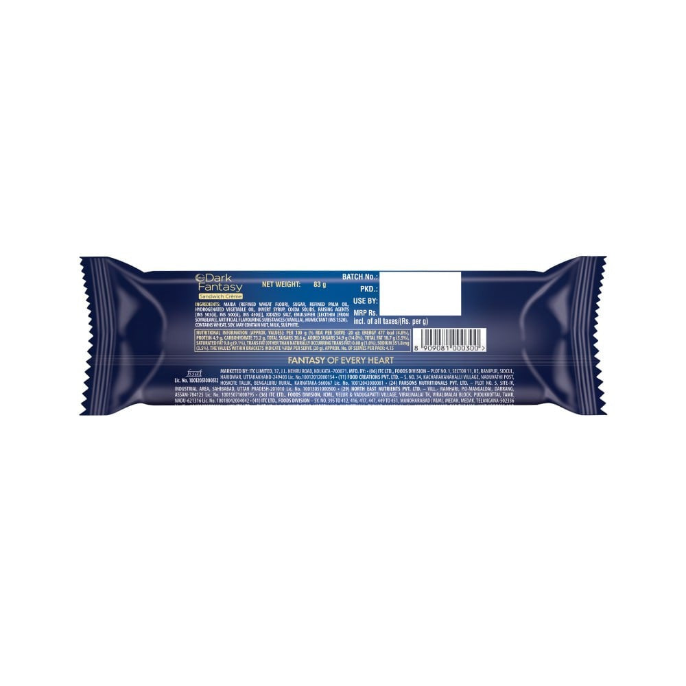 Sunfeast Dark Fantasy Vanilla Sandwich Cream Biscuit : 83 g