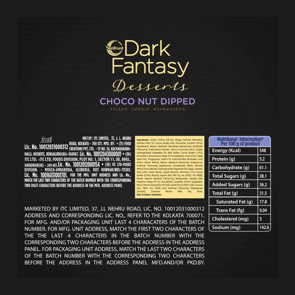 Sunfeast Dark Fantasy Desserts Choconut Dipped Cookies : 100 g