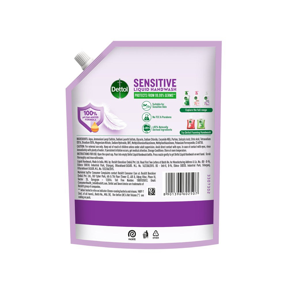 Dettol Sensitive Liquid Hand Wash Refill Pouch : 1350 ml