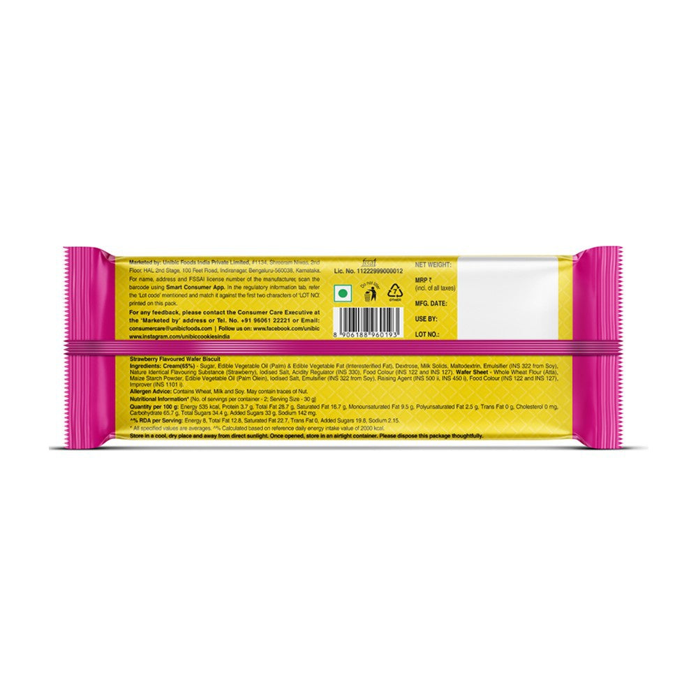 Unibic Yummy Strawberry Wafers : 75 g