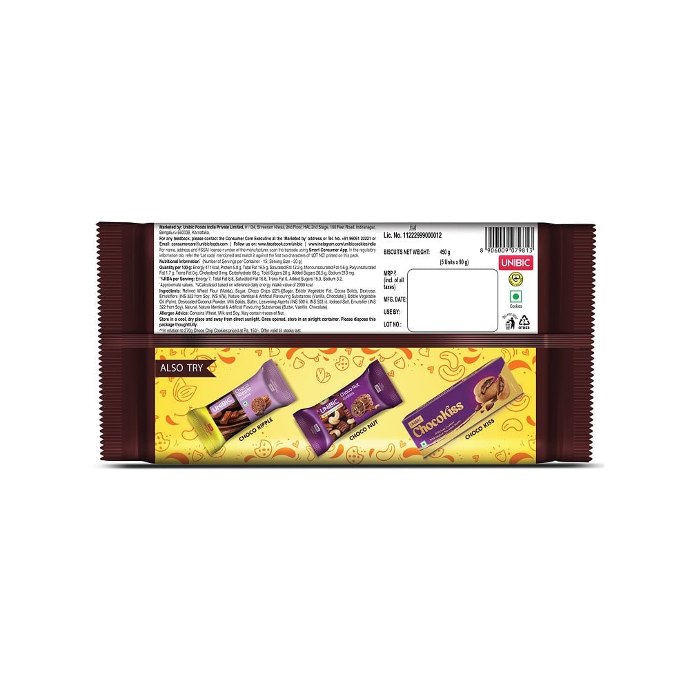 Unibic Choco Chip Cookies : 500 g