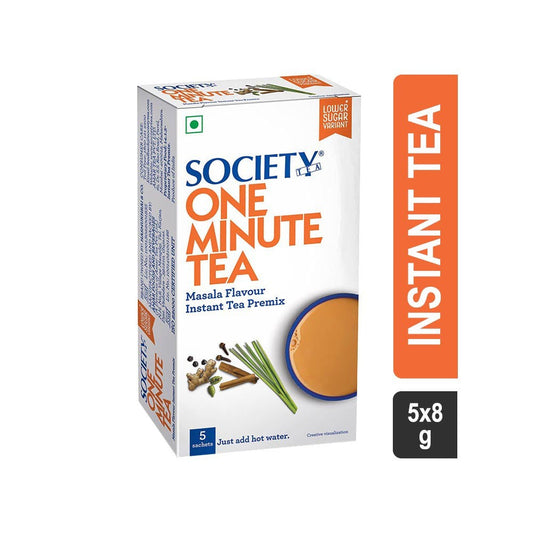 Society Low Sugar Masala Flavour One Minute Instant Tea Premix : 5 x 8 g