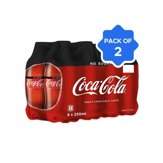 Coca-Cola No Sugar Soft Drink - Pack of 8 : 2 x 8 x 250 ml