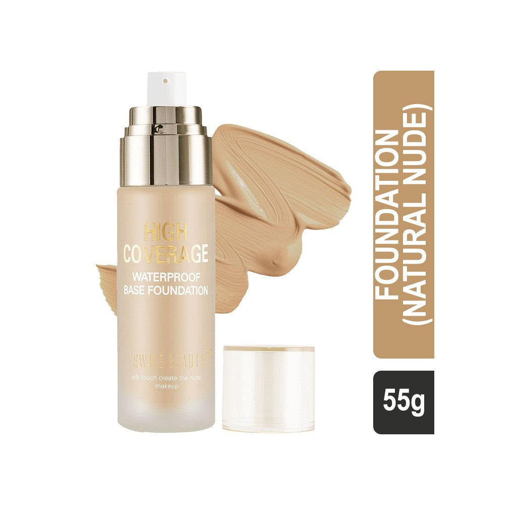Swiss Beauty High Coverage Waterproof Base Foundation (Natural Nude) : 55 g