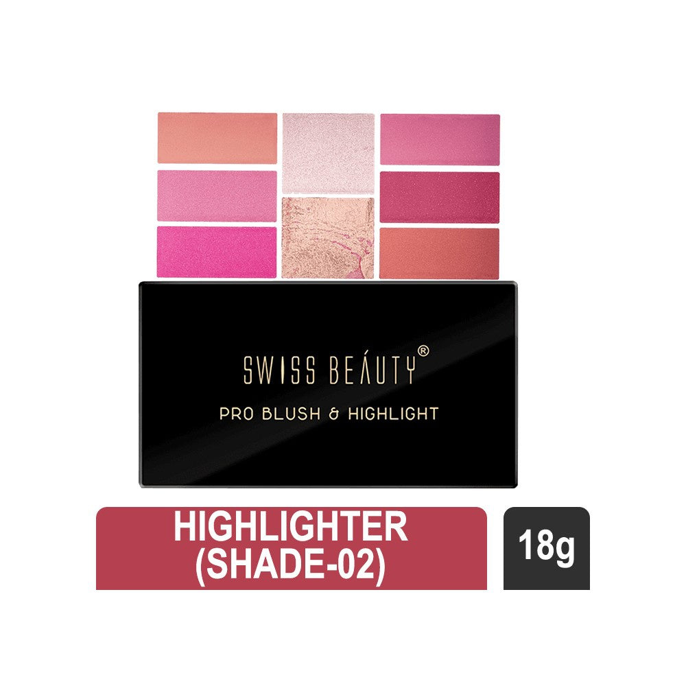 Swiss Beauty Pro Blush & Highlighter (Shade-02) : 18 g