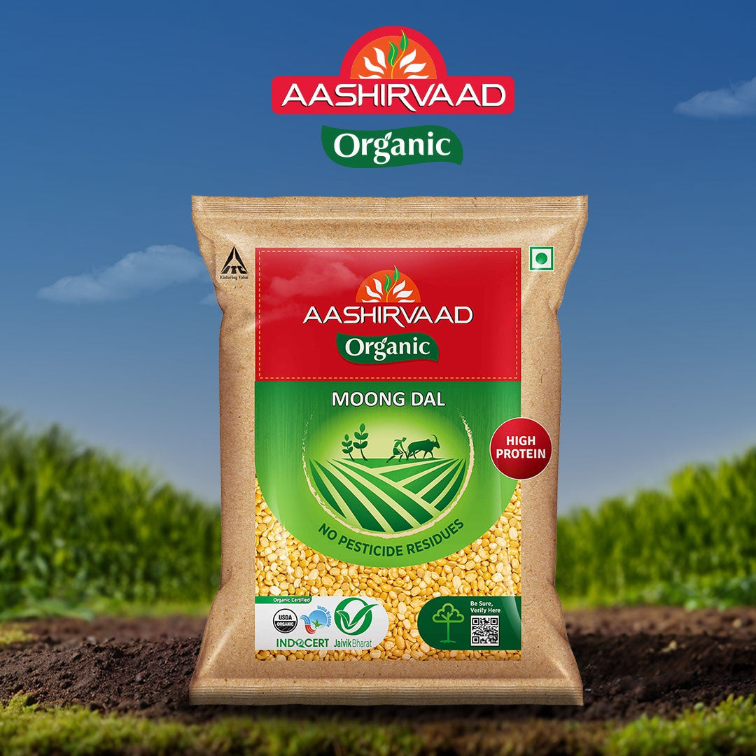 Aashirvaad 100% Organic Moong Dal (Dhuli) : 500 g