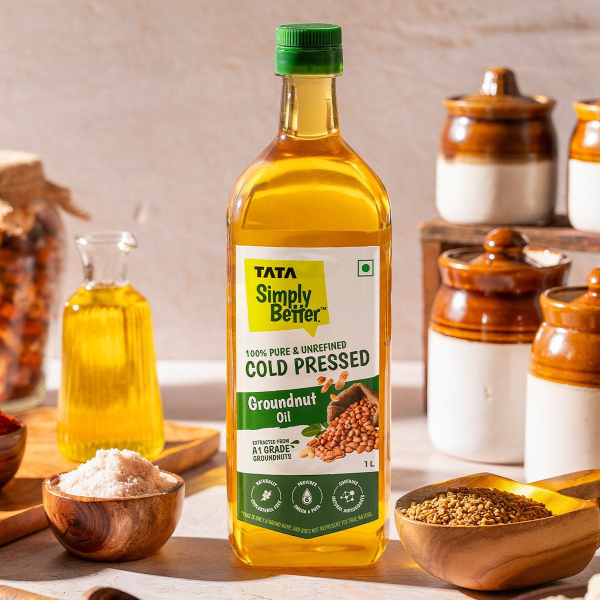 Tata 100% Pure Cold Pressed Groundnut Oil / Peanut Oil : 1 ltr