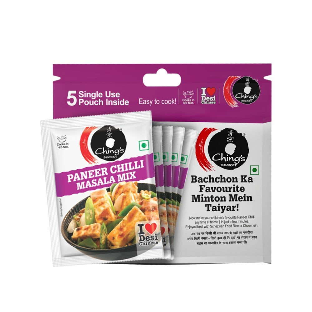 Ching's Secret Paneer Chilli Masala Instant Mix - 5 Single Use Pouches : 5 x 20 g