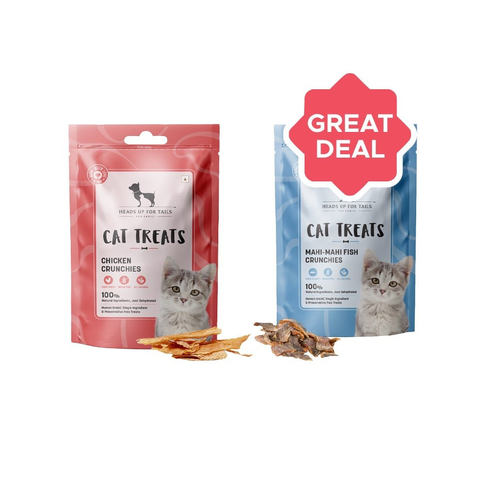 HUFT Chicken Crunchies Crunchy Cat Treat + Mahi Mahi Fish Crunchies Crunchy Cat Treat Combo : 35 g + 35 g