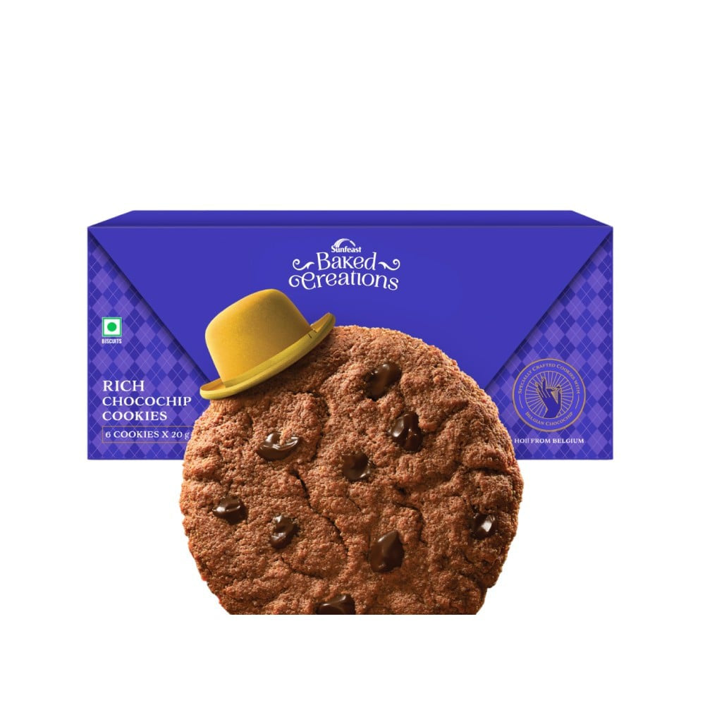 Sunfeast Baked Creations Rich Choco Chip Cookies : 6 x 20 g