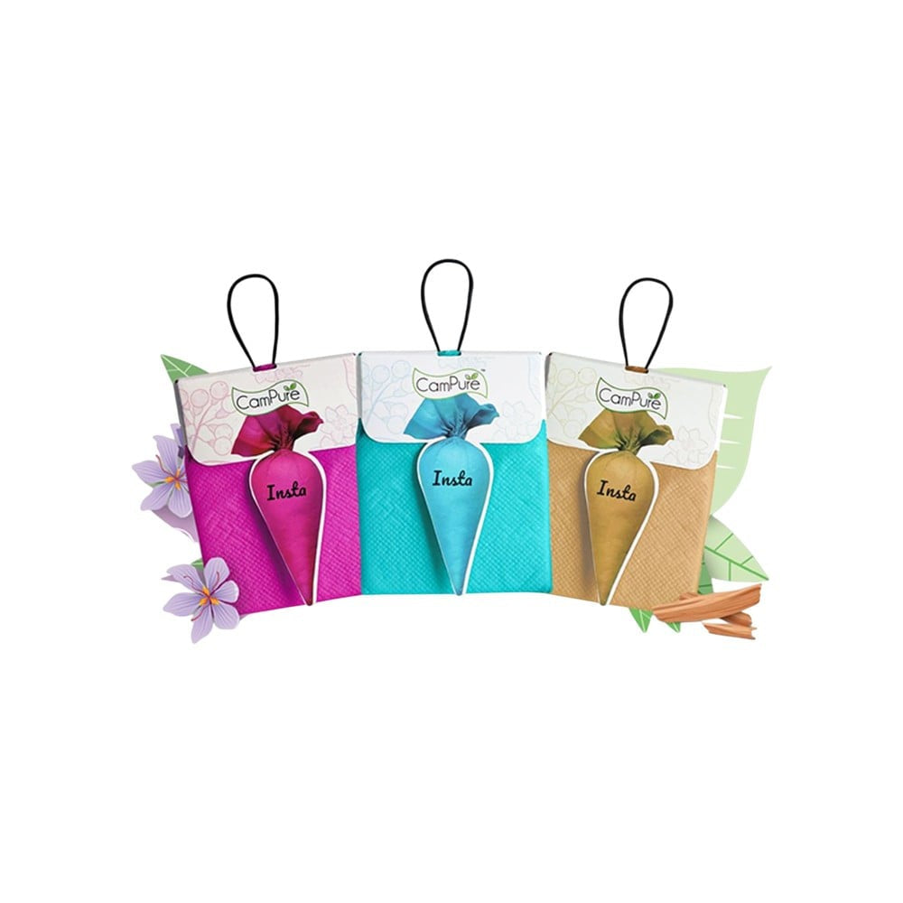 CamPure 100% Organic Camphor Car Freshener Cone - Original, Sandalwood and Lavender : 1 pack (3 x 30 g)
