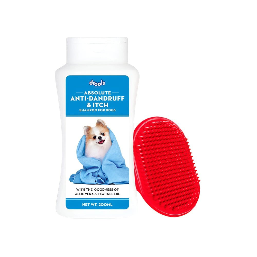 Drools Anti-Dandruff and Itch Dog Shampoo with Free Hand Brush 200 ml