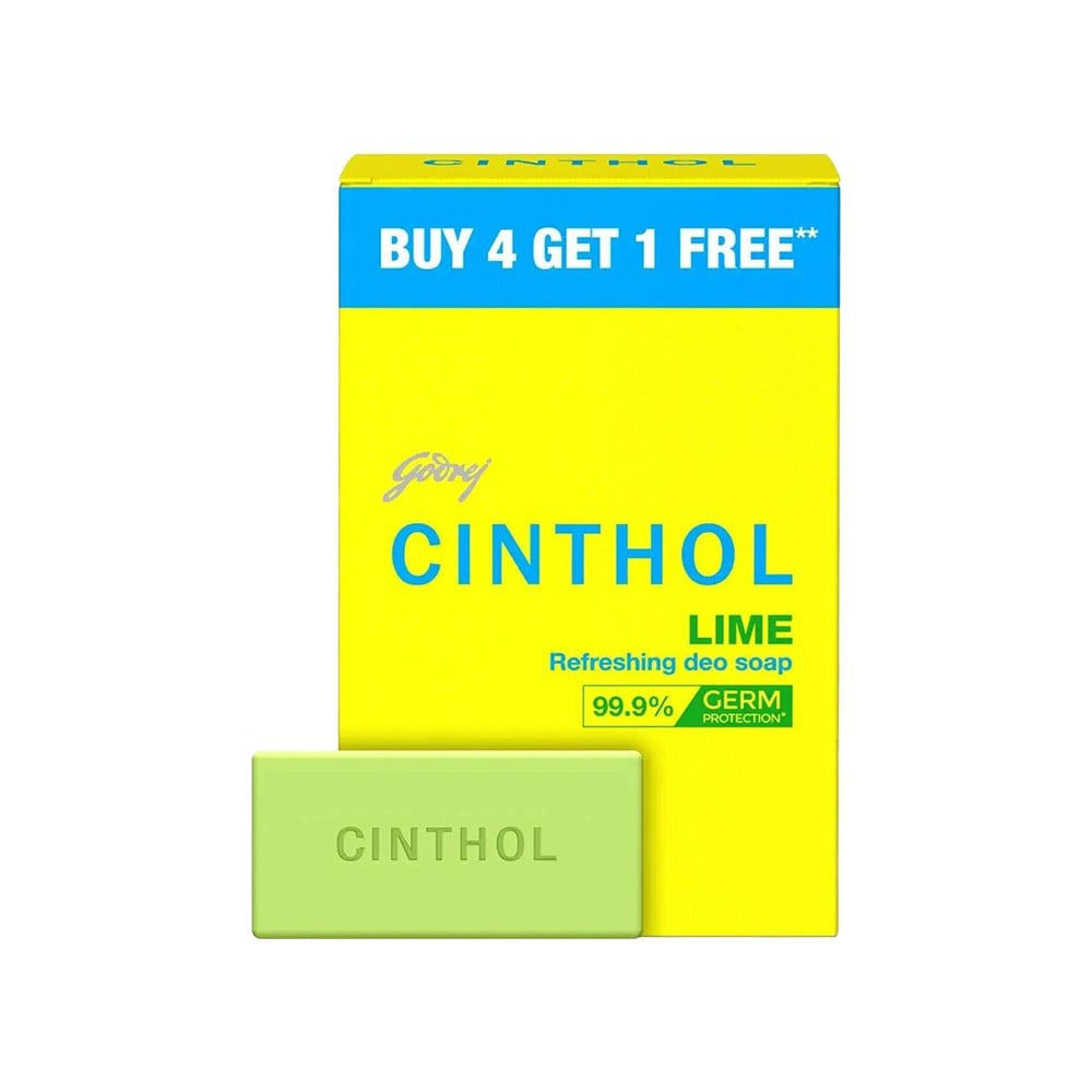 Cinthol Lime Bath Soap 5 x 100 g - Buy 4 Get 1 Free : 5 x 100 g