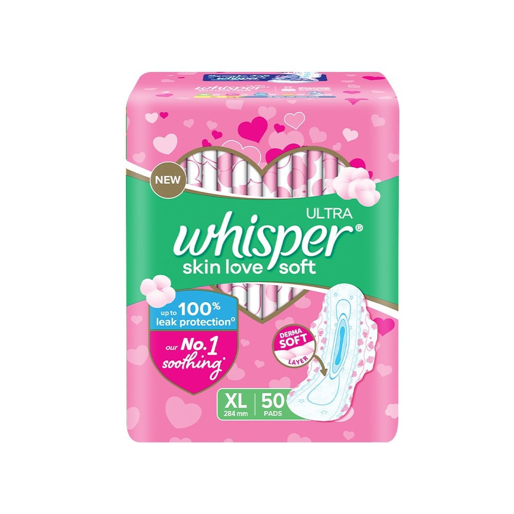 Whisper Ultra Skin Love Soft Sanitary Pads (XL) : 50 pieces
