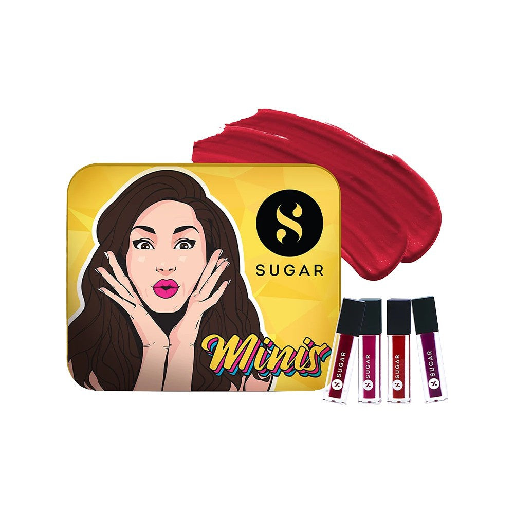SUGAR Cosmetics Smudge Me Not Mini Liquid Lipstick Kit (Bold) : 1 pack (4 pieces)