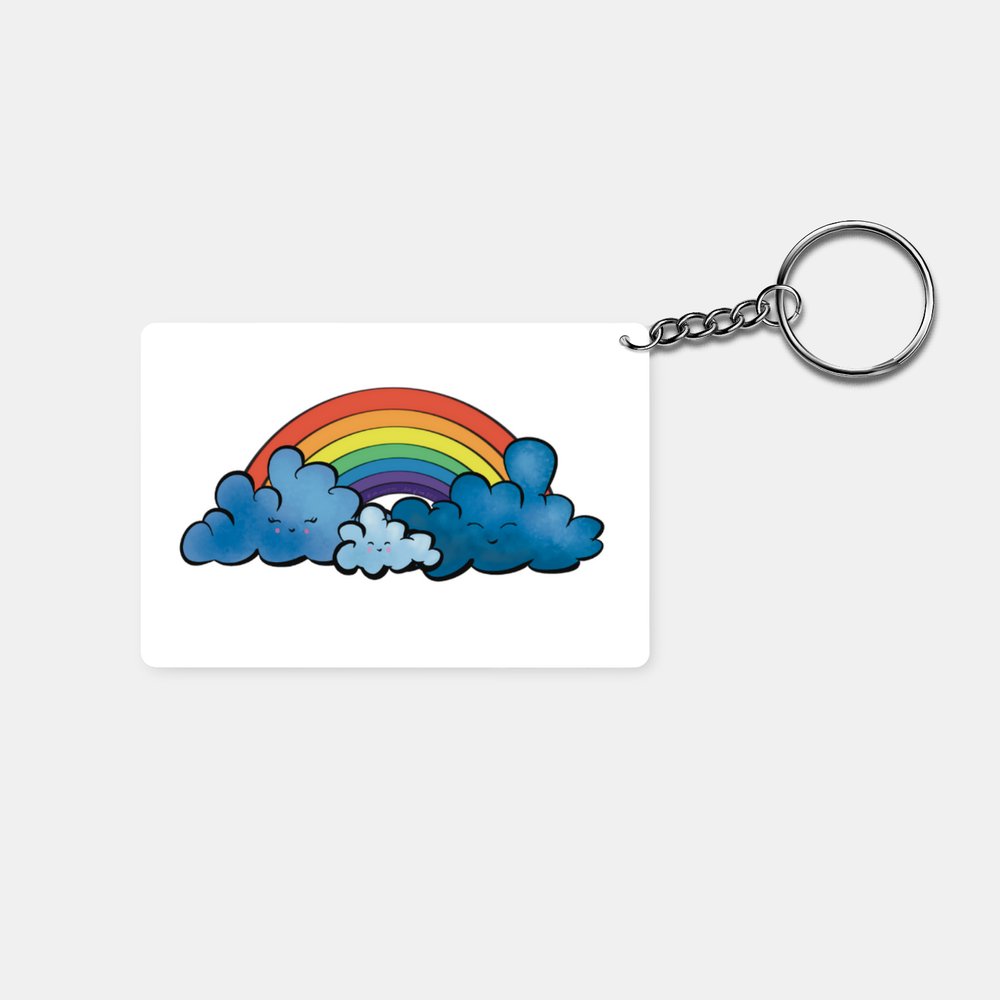 Happy Clouds with Rainbow: Printed Keychain - Prithvi Enterprises