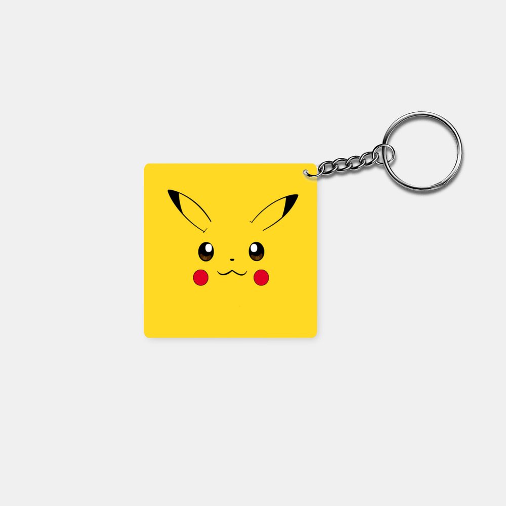Pokemon - Anime Pikachu (Close Up): Printed Square Keychain - Prithvi Enterprises