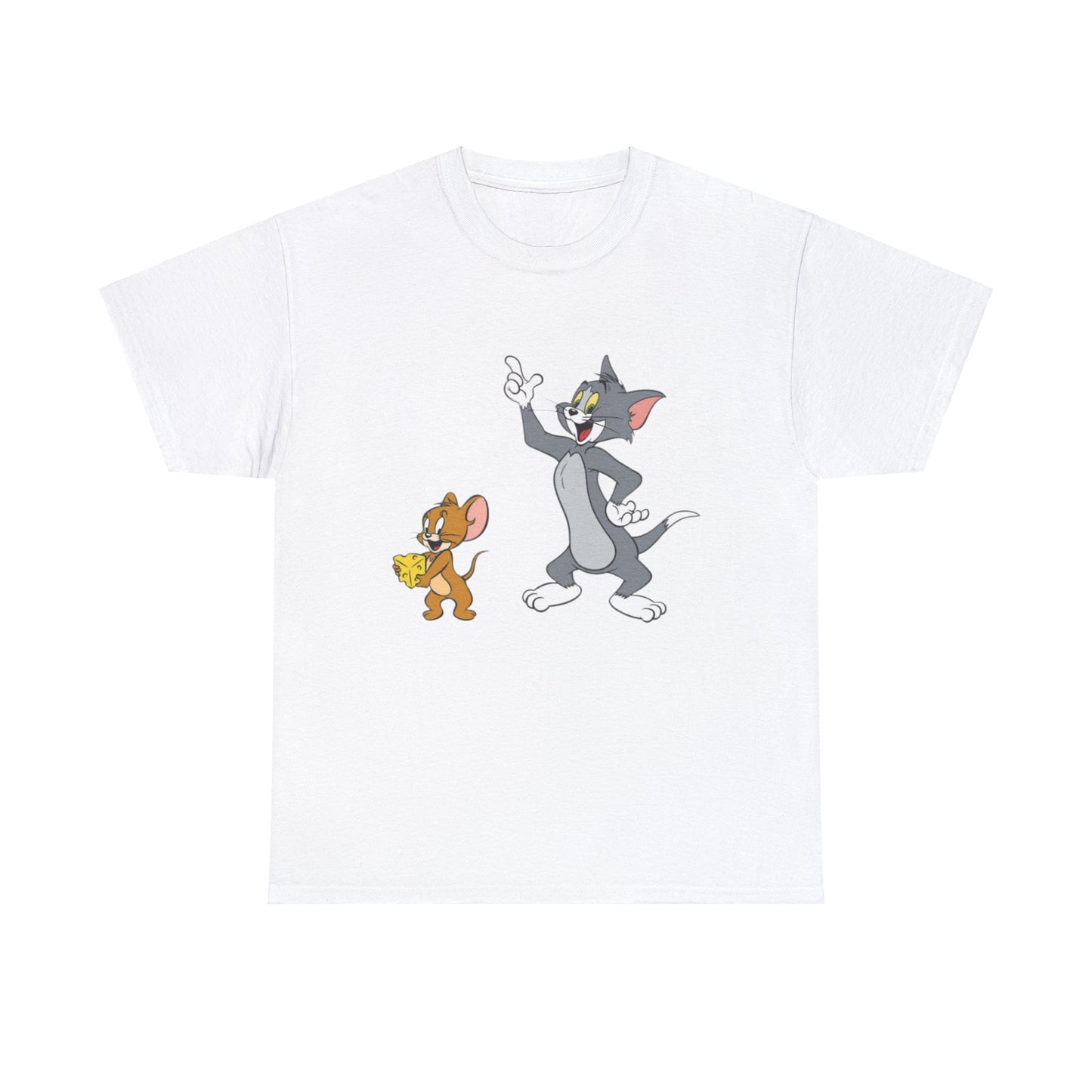 Tom and Jerry Say Cheese Printed T-shirt - White Round Neck Cotton
